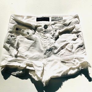 White cut off denim shorts
